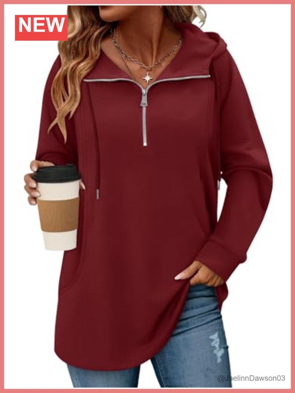 Women's Quarter Zip Hoodie Pullover Sweatshirt Polyester Cotton Spandex